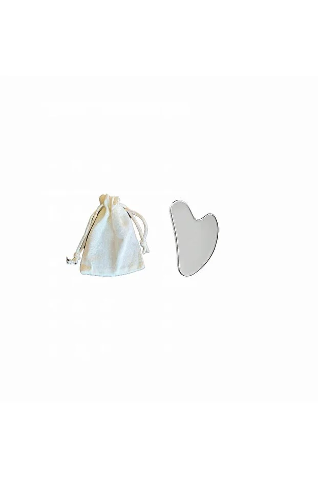 Premium Paslanmaz Çelik Gua Sha ve Keten Saklama Kesesi - Face Yoga- Yüz Masajı - Metal-Lüks Gua Sha Premium Paslanmaz Çelik Gua Sha ve Keten Saklama Kesesi - Face Yoga- Yüz Masajı - Metal-Lüks Gua Sha